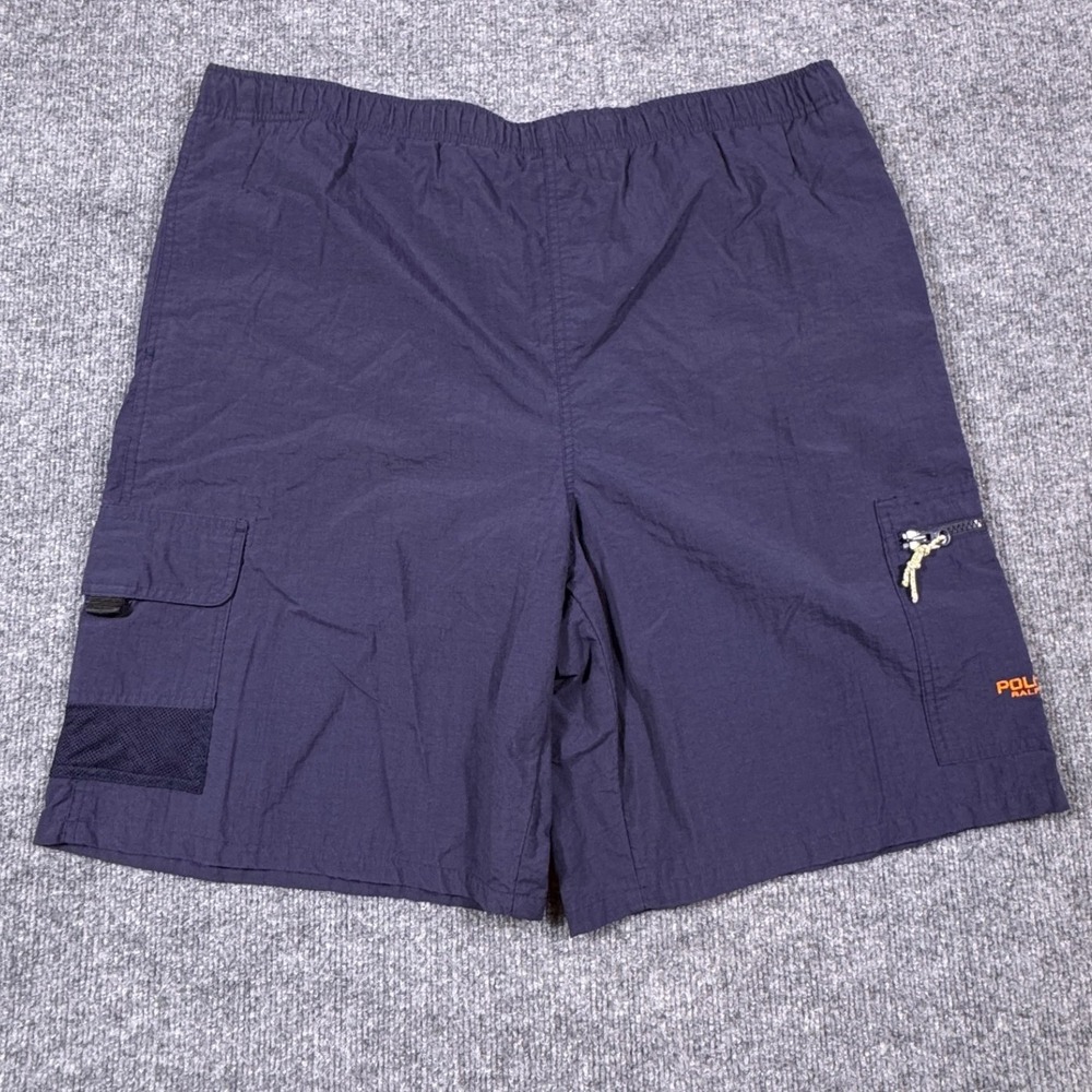 Polo Sport Ralph Lauren Mens XL Navy Blue Cargo Swim Trunks Ripstop Nylon Shorts